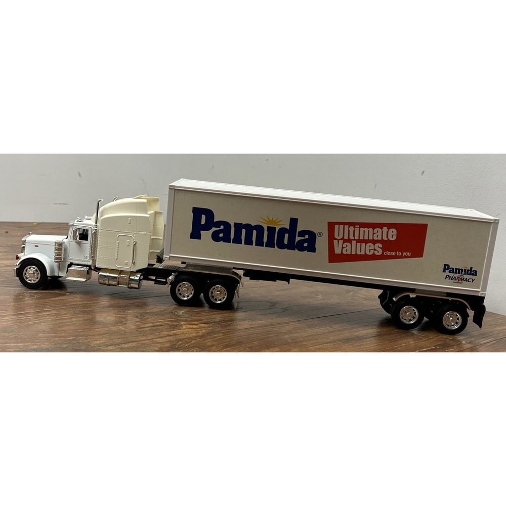 Diecast RARE Boley Peterbilt Pamida Store Semi Truck and Trailer‎ Plastic White